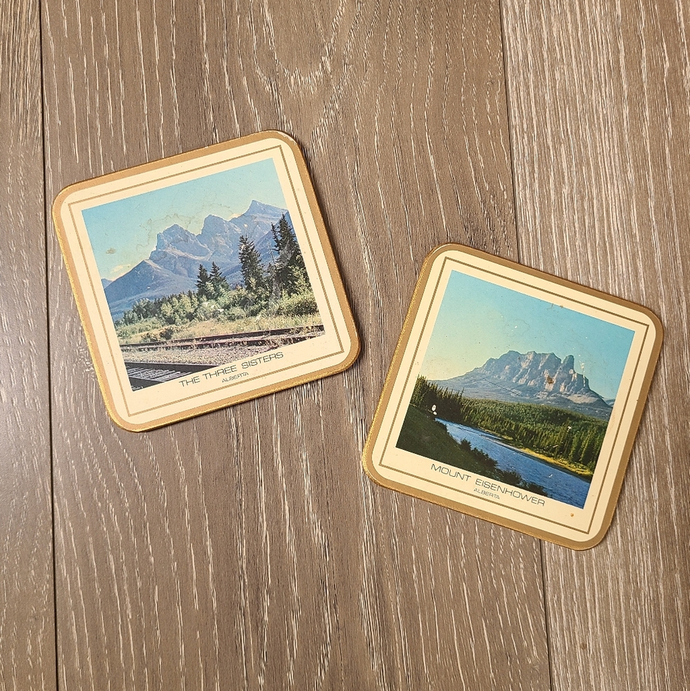 Vintage Canadian Alberta Mountain Scene Travel Collectors Coasters